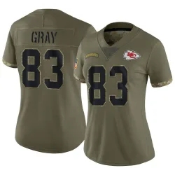 Women's Noah Gray Kansas City Chiefs No.83 Limited 2022 Salute To Service Jersey - Olive