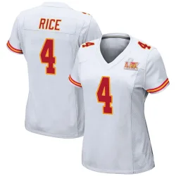 Women's Rashee Rice Kansas City Chiefs No.4 Game Super Bowl LIX Jersey - White