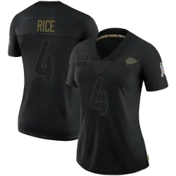 Women's Rashee Rice Kansas City Chiefs No.4 Limited 2020 Salute To Service Jersey - Black