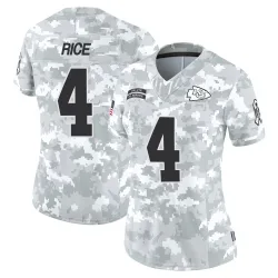 Women's Rashee Rice Kansas City Chiefs No.4 Limited 2024 Salute to Service Jersey - Arctic Camo