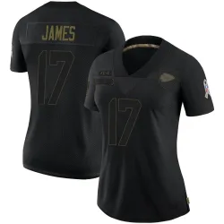 Women's Richie James Kansas City Chiefs No.17 Limited 2020 Salute To Service Jersey - Black