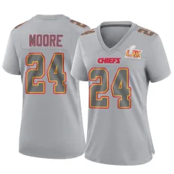 Women's Skyy Moore Kansas City Chiefs No.24 Game Atmosphere Fashion Super Bowl LIX Jersey - Gray
