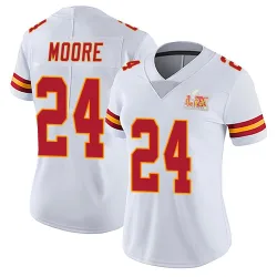 Women's Skyy Moore Kansas City Chiefs No.24 Limited Vapor Untouchable Super Bowl LIX Jersey - White