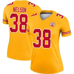 Women's Steven Nelson Kansas City Chiefs No.38 Legend Inverted Jersey - Gold