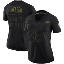 Women's Steven Nelson Kansas City Chiefs No.38 Limited 2020 Salute To Service Jersey - Black