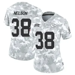 Women's Steven Nelson Kansas City Chiefs No.38 Limited 2024 Salute to Service Jersey - Arctic Camo