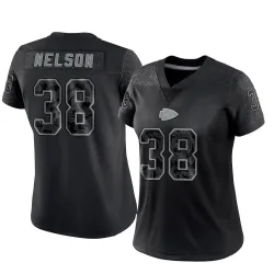 Women's Steven Nelson Kansas City Chiefs No.38 Limited Reflective Jersey - Black