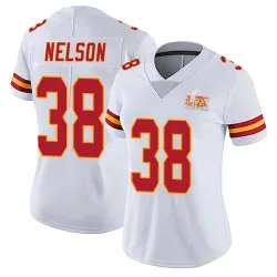 Women's Steven Nelson Kansas City Chiefs No.38 Limited Vapor Untouchable Super Bowl LIX Jersey - White