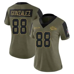 Women's Tony Gonzalez Kansas City Chiefs No.88 Limited 2021 Salute To Service Jersey - Olive