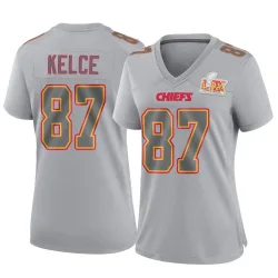 Women's Travis Kelce Kansas City Chiefs No.87 Game Atmosphere Fashion Super Bowl LIX Jersey - Gray