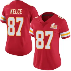 Women's Travis Kelce Kansas City Chiefs No.87 Limited Team Color Vapor Untouchable Super Bowl LIX Jersey - Red