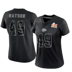 Women's Tre Watson Kansas City Chiefs No.49 Limited Reflective Super Bowl LIX Jersey - Black