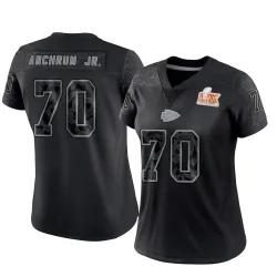 Women's Tremayne Anchrum Jr. Kansas City Chiefs No.70 Limited Reflective Super Bowl LIX Jersey - Black