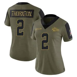 Women's Tyquan Thornton Kansas City Chiefs No.2 Limited 2021 Salute To Service Jersey - Olive
