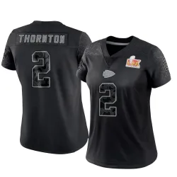 Women's Tyquan Thornton Kansas City Chiefs No.2 Limited Reflective Super Bowl LIX Jersey - Black