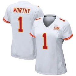 Women's Xavier Worthy Kansas City Chiefs No.1 Game Super Bowl LIX Jersey - White