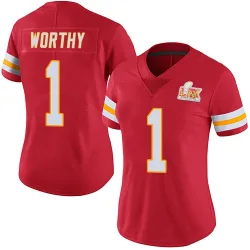 Women's Xavier Worthy Kansas City Chiefs No.1 Limited Team Color Vapor Untouchable Super Bowl LIX Jersey - Red