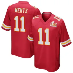 Youth Carson Wentz Kansas City Chiefs No.11 Game Team Color Super Bowl LIX Jersey - Red