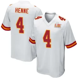 Youth Chad Henne Kansas City Chiefs No.4 Game Super Bowl LIX Jersey - White