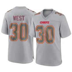 Youth Charcandrick West Kansas City Chiefs No.30 Game Atmosphere Fashion Jersey - Gray
