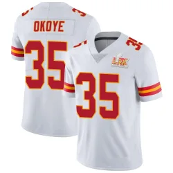 Youth Christian Okoye Kansas City Chiefs No.35 Limited Vapor Untouchable Super Bowl LIX Jersey - White