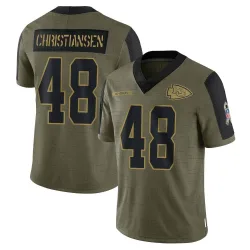 Youth Cole Christiansen Kansas City Chiefs No.48 Limited 2021 Salute To Service Jersey - Olive