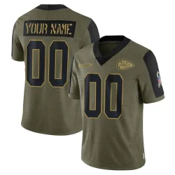 Youth Custom Kansas City Chiefs No.00 Limited 2021 Salute To Service Jersey - Olive