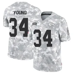 Youth Elijah Young Kansas City Chiefs No.34 Limited 2024 Salute to Service Jersey - Arctic Camo