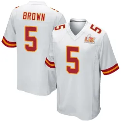 Youth Hollywood Brown Kansas City Chiefs No.5 Game Super Bowl LIX Jersey - White