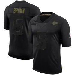 Youth Hollywood Brown Kansas City Chiefs No.5 Limited 2020 Salute To Service Jersey - Black