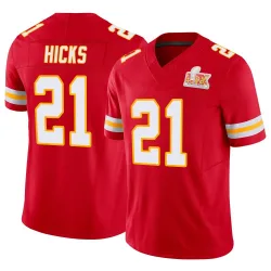 Youth Jaden Hicks Kansas City Chiefs No.21 Limited Vapor F.U.S.E. Super Bowl LIX Jersey - Red