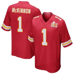 Youth Jerick McKinnon Kansas City Chiefs No.1 Game Team Color Super Bowl LIX Jersey - Red