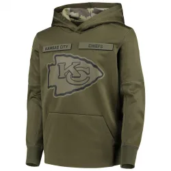 Youth Kansas City Chiefs No. 2018 Salute to Service Pullover Performance Hoodie - Green