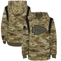 Youth Kansas City Chiefs No. 2021 Salute to Service Therma Performance Pullover Hoodie - Olive