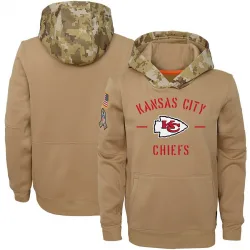 Youth Kansas City Chiefs No. Khaki 2019 Salute to Service Therma Pullover Hoodie