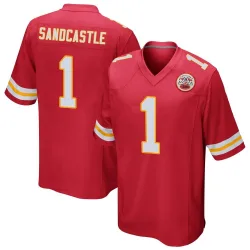 Youth Leon Sandcastle Kansas City Chiefs No.1 Game Team Color Jersey - Red