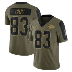 Youth Noah Gray Kansas City Chiefs No.83 Limited 2021 Salute To Service Jersey - Olive