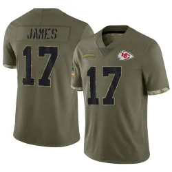 Youth Richie James Kansas City Chiefs No.17 Limited 2022 Salute To Service Jersey - Olive