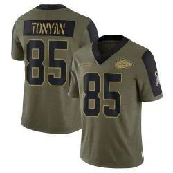 Youth Robert Tonyan Kansas City Chiefs No.85 Limited 2021 Salute To Service Jersey - Olive