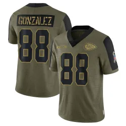 Youth Tony Gonzalez Kansas City Chiefs No.88 Limited 2021 Salute To Service Jersey - Olive