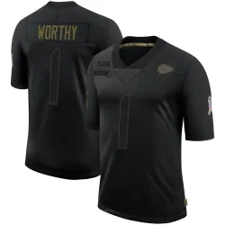 Youth Xavier Worthy Kansas City Chiefs No.1 Limited 2020 Salute To Service Jersey - Black
